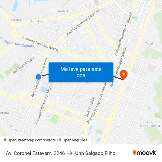 Av. Coronel Estevam, 2246 to Unp Salgado Filho map