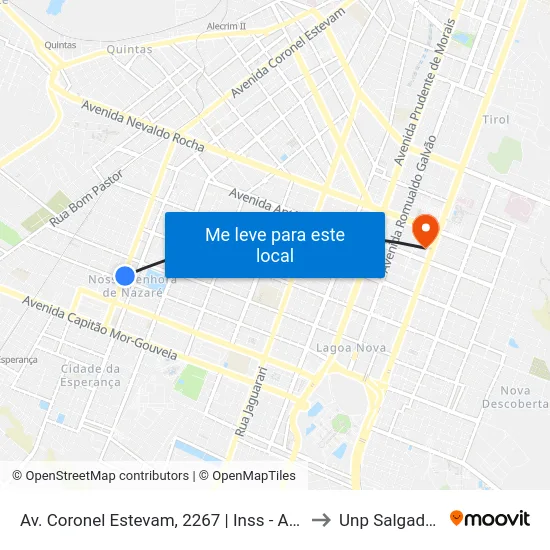 Av. Coronel Estevam, 2267 | Inss - Agência Nazaré to Unp Salgado Filho map