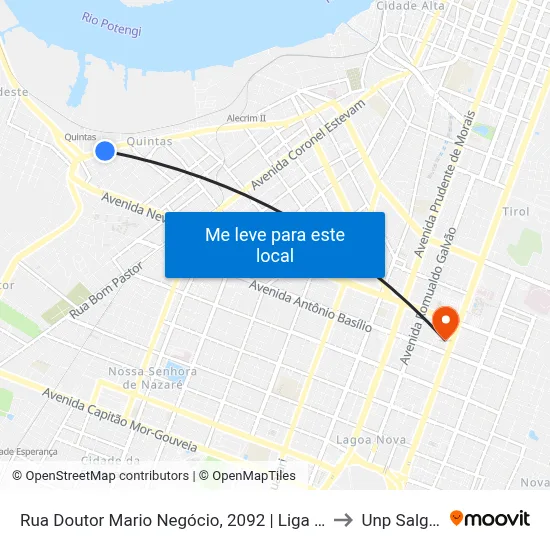 Rua Doutor Mario Negócio, 2092 | Liga - Hospital Doutor Luiz Antônio to Unp Salgado Filho map