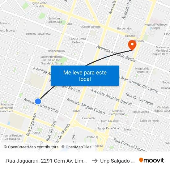 Rua Jaguarari, 2291 Com Av. Lima E Silva to Unp Salgado Filho map