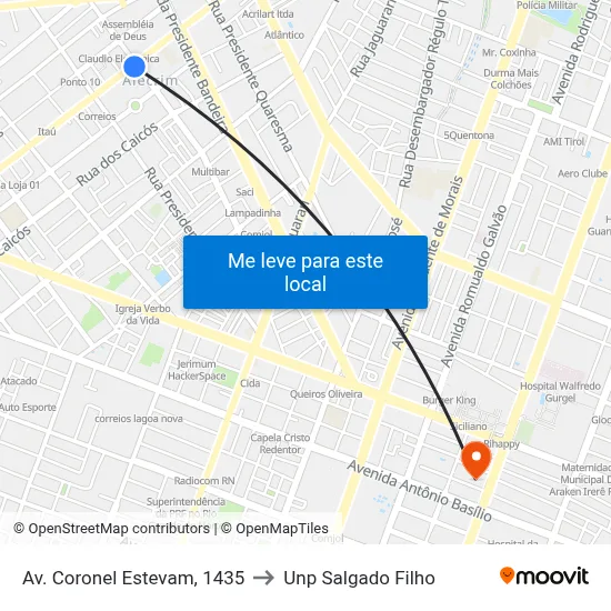 Av. Coronel Estevam, 1435 to Unp Salgado Filho map