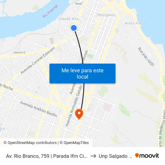 Av. Rio Branco, 759 | Parada Ifrn Cidade Alta to Unp Salgado Filho map