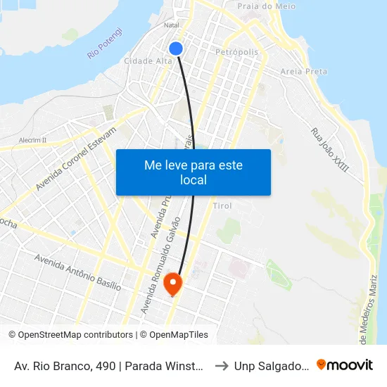Av. Rio Branco, 490 | Parada Winston Churchill to Unp Salgado Filho map