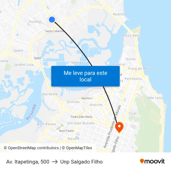 Av. Itapetinga, 500 to Unp Salgado Filho map