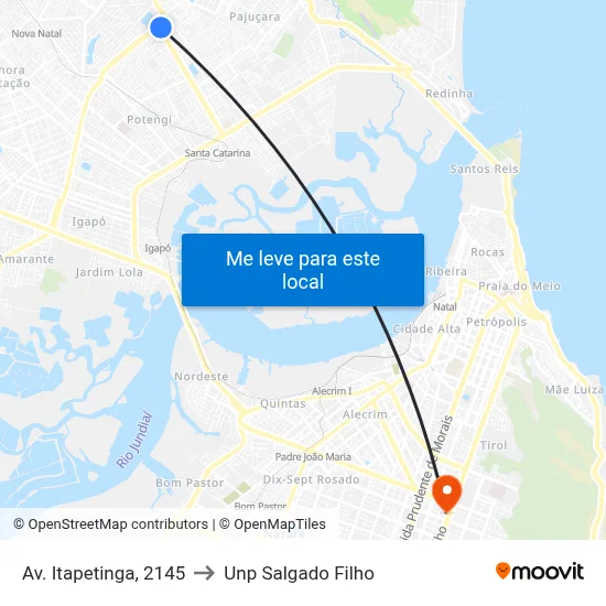 Av. Itapetinga, 2145 to Unp Salgado Filho map
