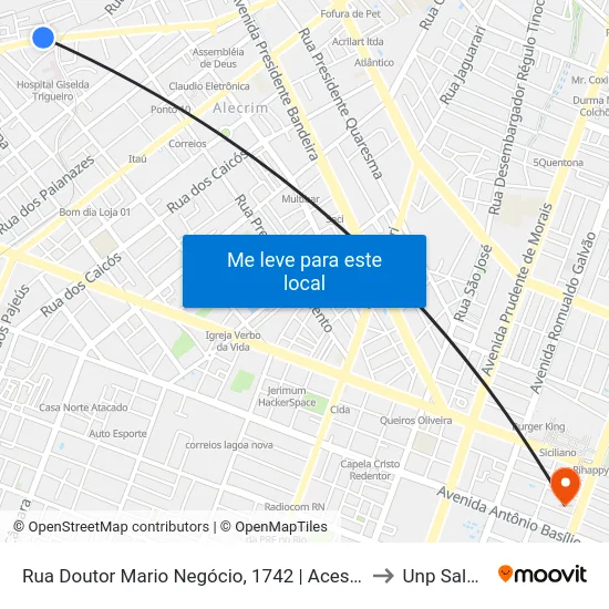 Rua Doutor Mario Negócio, 1742 | Acesso Ao Hospital Giselda Trigueiro to Unp Salgado Filho map