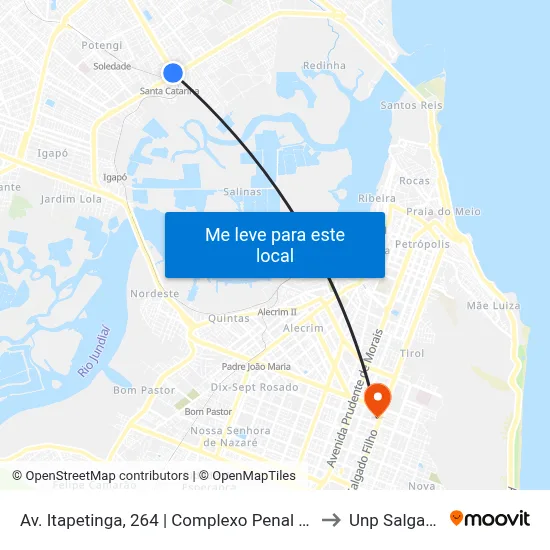 Av. Itapetinga, 264 | Complexo Penal Doutor João Chaves to Unp Salgado Filho map