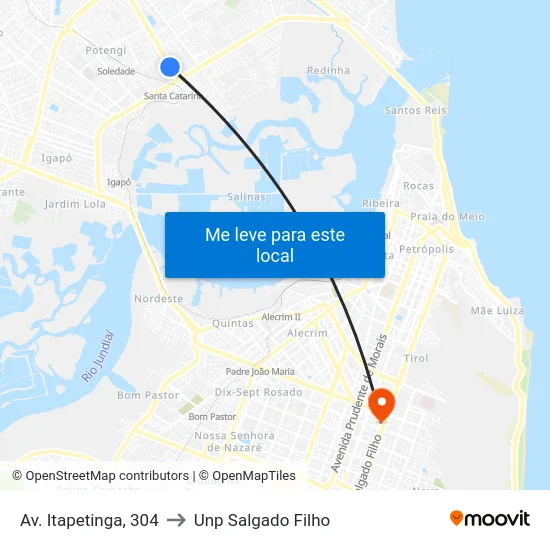 Av. Itapetinga, 304 to Unp Salgado Filho map