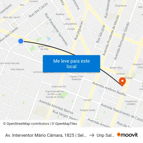 Av. Interventor Mário Câmara, 1825 | Self Service Nordestino / Av. Bernardo Vieira to Unp Salgado Filho map