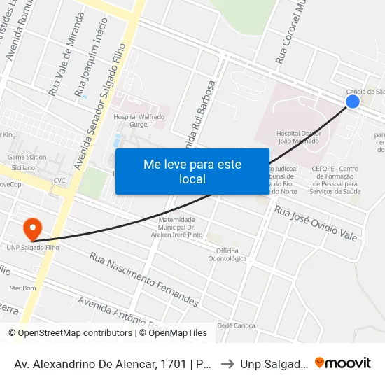 Av. Alexandrino De Alencar, 1701 | Parque Das Dunas to Unp Salgado Filho map