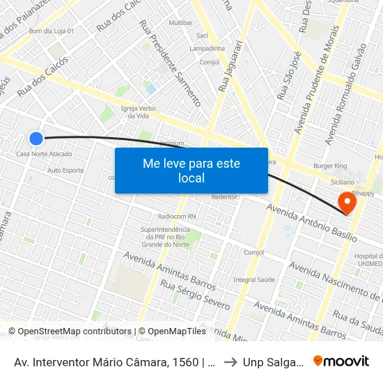 Av. Interventor Mário Câmara, 1560 | Casa Norte Atacado to Unp Salgado Filho map