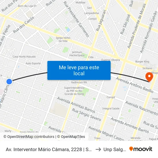 Av. Interventor Mário Câmara, 2228 | Supermercado Super Show Bis to Unp Salgado Filho map