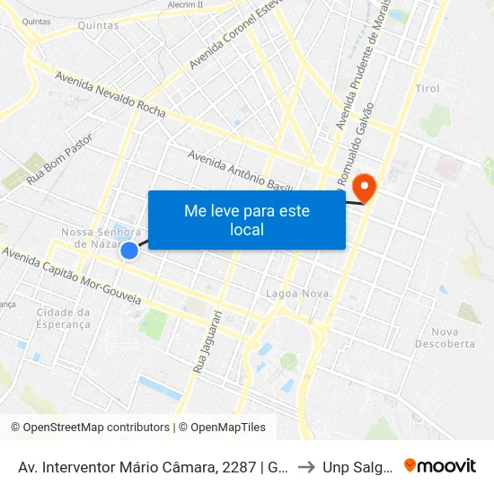 Av. Interventor Mário Câmara, 2287 | Garagem Da Viação Nordeste to Unp Salgado Filho map