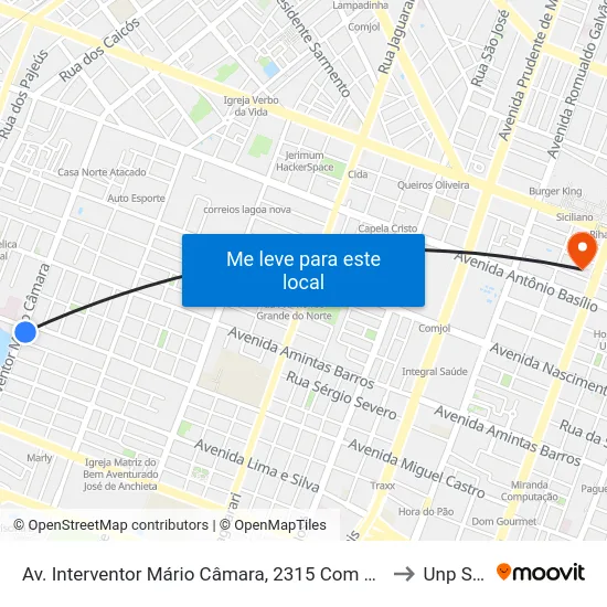 Av. Interventor Mário Câmara, 2315 Com Av. Miguel Castro | Liga Norte Riograndense Contra O Câncer to Unp Salgado Filho map
