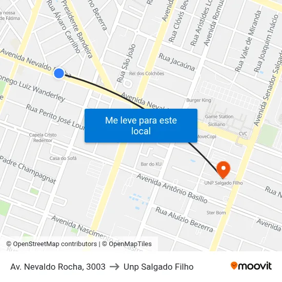 Av. Nevaldo Rocha, 3003 to Unp Salgado Filho map