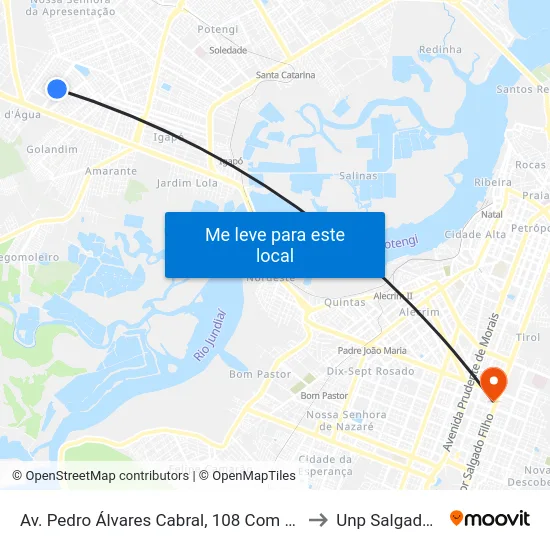 Av. Pedro Álvares Cabral, 108 Com Rua Indígena to Unp Salgado Filho map