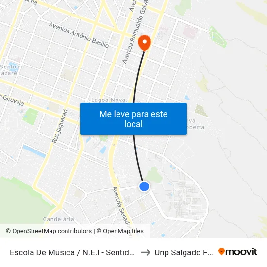 Escola De Música / N.E.I - Sentido R.U. to Unp Salgado Filho map