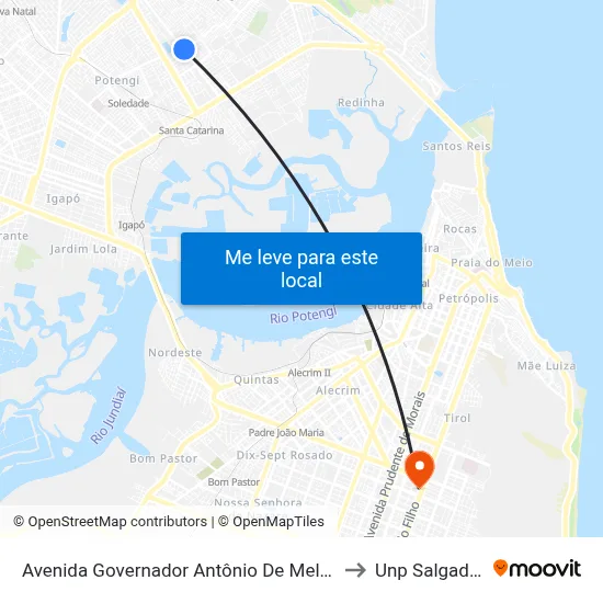 Avenida Governador Antônio De Melo E Souza, 1971 to Unp Salgado Filho map