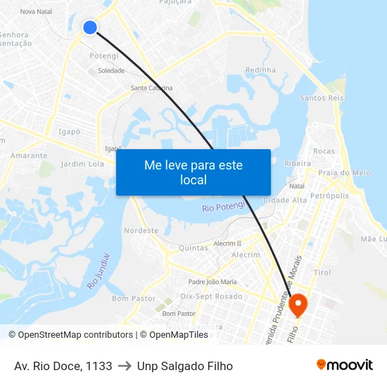 Av. Rio Doce, 1133 to Unp Salgado Filho map
