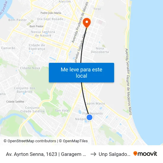 Av. Ayrton Senna, 1623 | Garagem Moto E Bike to Unp Salgado Filho map