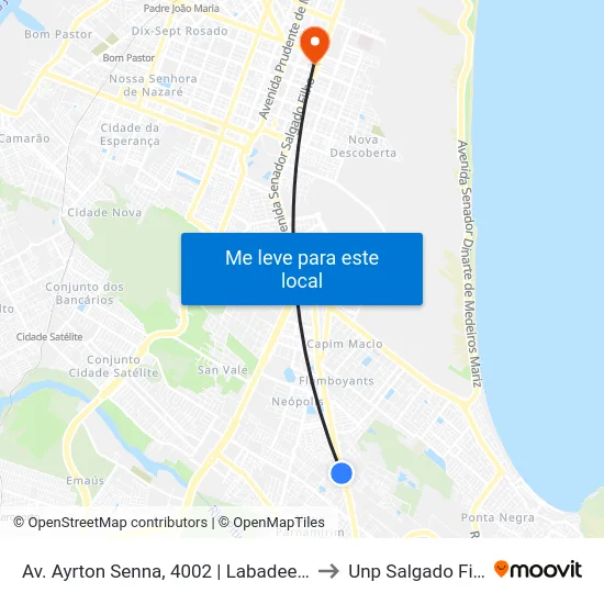 Av. Ayrton Senna, 4002 | Labadee Mall to Unp Salgado Filho map