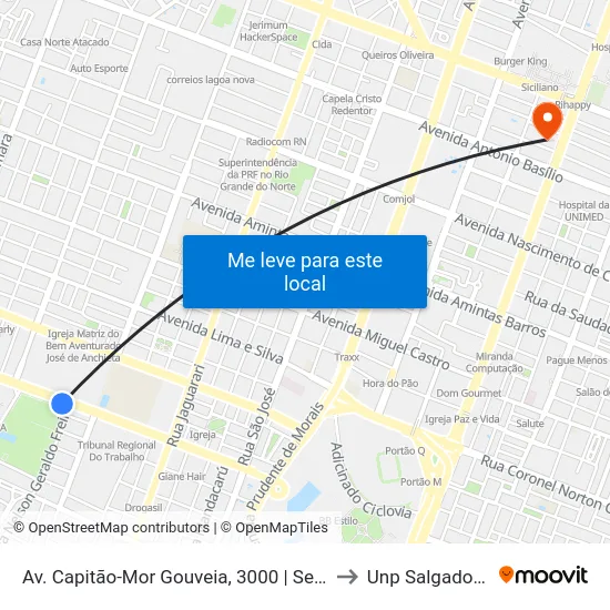 Av. Capitão-Mor Gouveia, 3000 | Sesi / Ceasa to Unp Salgado Filho map