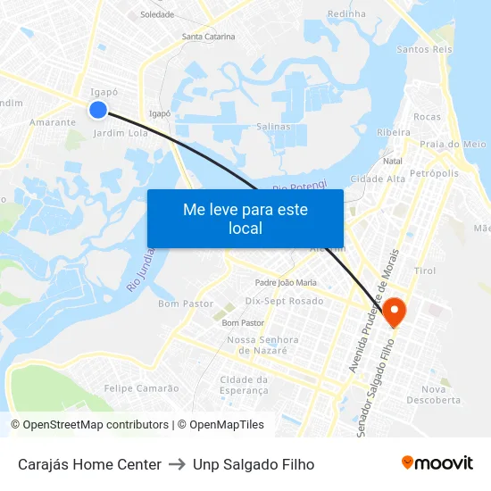 Carajás Home Center to Unp Salgado Filho map