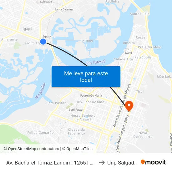 Av. Bacharel Tomaz Landim, 1255 | Viaduto Do Igapó to Unp Salgado Filho map