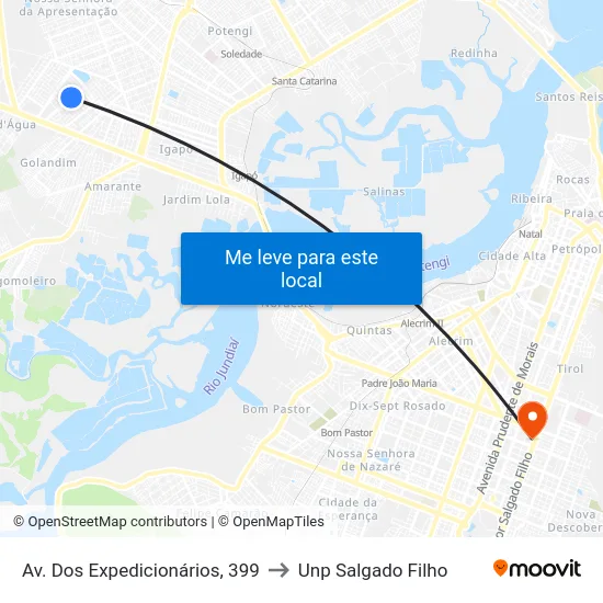 Av. Dos Expedicionários, 399 to Unp Salgado Filho map