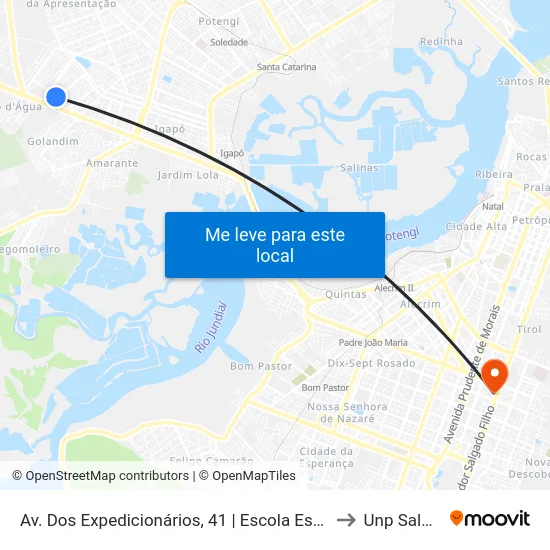 Av. Dos Expedicionários, 41 | Escola Estadual Profª Ana Júlia Mousinho to Unp Salgado Filho map