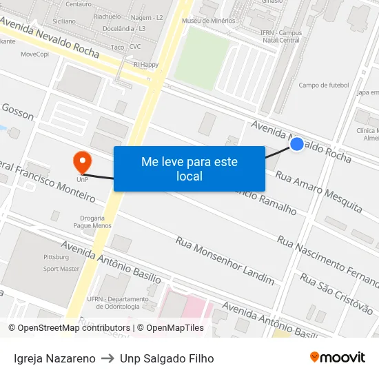 Igreja Nazareno to Unp Salgado Filho map