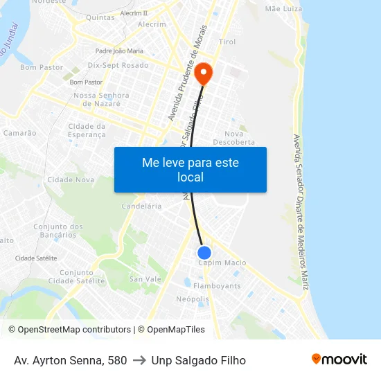 Av. Ayrton Senna, 580 to Unp Salgado Filho map