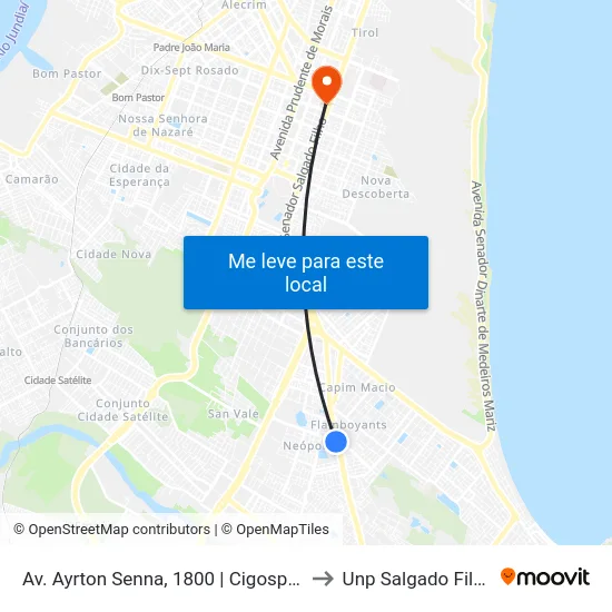 Av. Ayrton Senna, 1800 | Cigospen to Unp Salgado Filho map