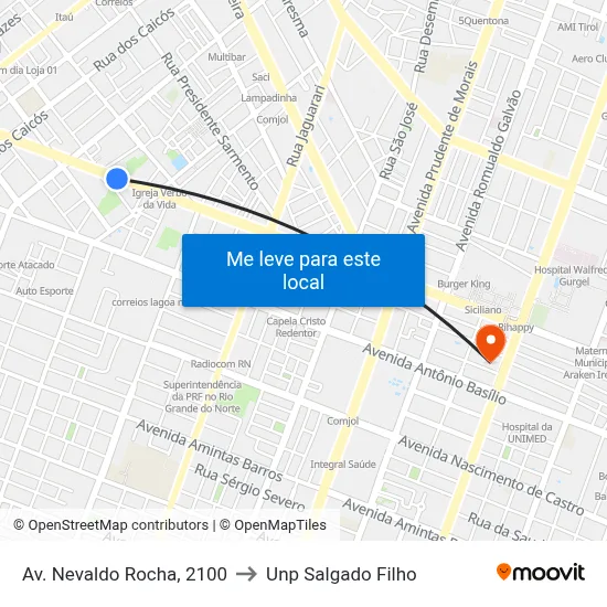 Av. Nevaldo Rocha, 2100 to Unp Salgado Filho map