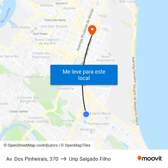 Av. Dos Pinheirais, 370 to Unp Salgado Filho map
