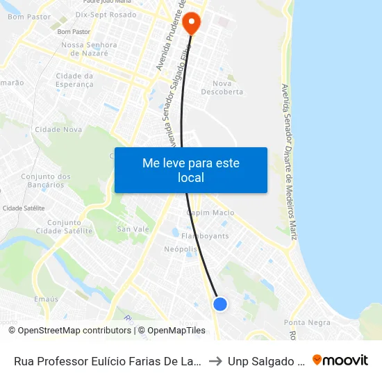 Rua Professor Eulício Farias De Lacerda, 15 to Unp Salgado Filho map
