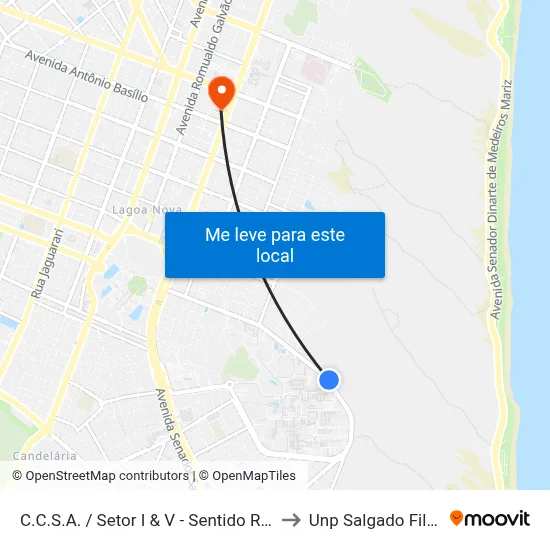 C.C.S.A. / Setor I & V - Sentido R.U. to Unp Salgado Filho map