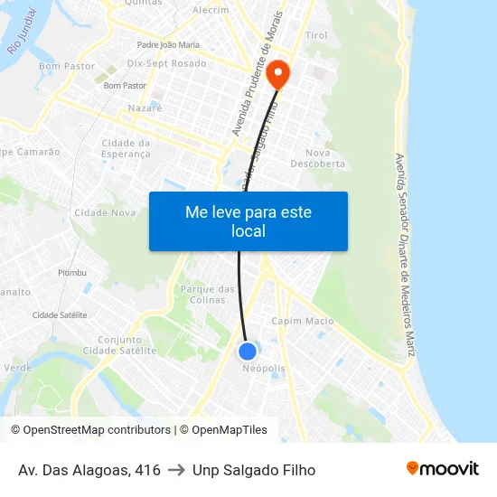 Av. Das Alagoas, 416 to Unp Salgado Filho map