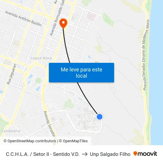 C.C.H.L.A. / Setor II - Sentido V.D. to Unp Salgado Filho map