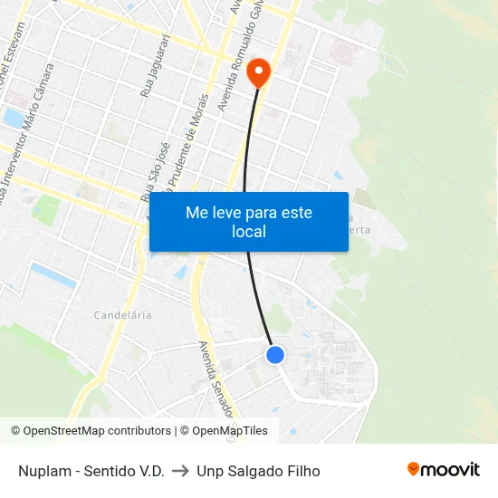 Nuplam - Sent. Mirassol to Unp Salgado Filho map