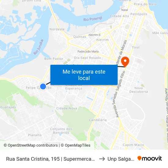 Rua Santa Cristina, 195 | Supermercado Super Show Gomes to Unp Salgado Filho map