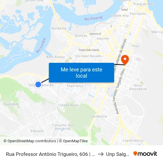 Rua Professor Antônio Trigueiro, 606 | Rede Mais Felipe Camarão to Unp Salgado Filho map