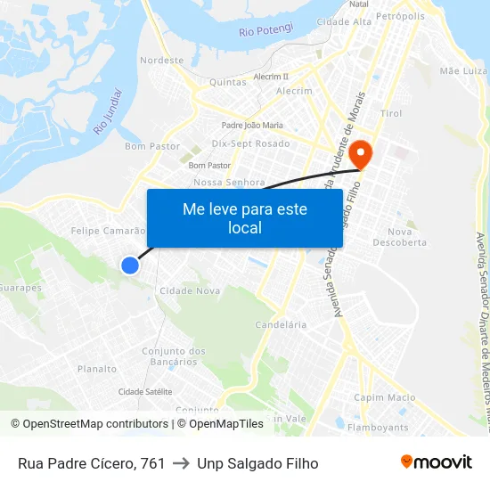 Rua  Padre Cícero, 761 to Unp Salgado Filho map