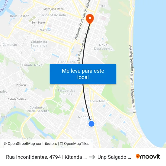 Rua Inconfidentes, 4794 | Kitanda Ki Tem to Unp Salgado Filho map
