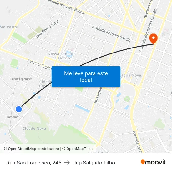 Rua São Francisco, 245 to Unp Salgado Filho map