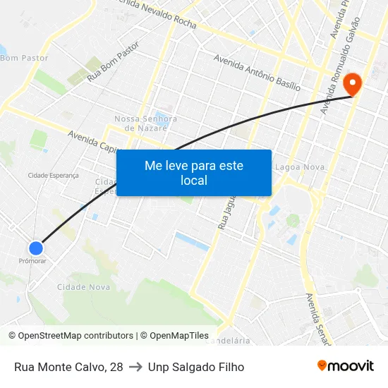 Rua  Monte Calvo, 28 to Unp Salgado Filho map