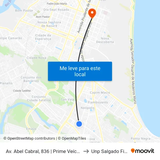 Av. Abel Cabral, 836 | Prime Veículos to Unp Salgado Filho map