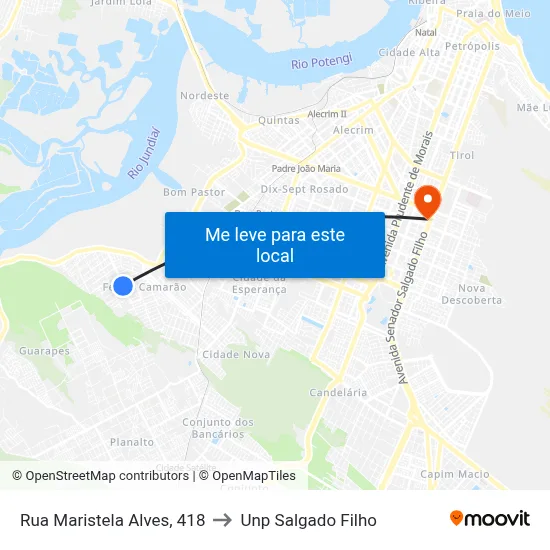 Rua Maristela Alves, 418 to Unp Salgado Filho map