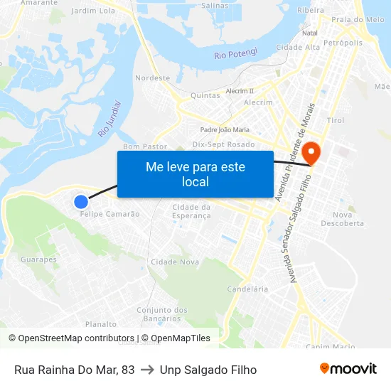 Rua Rainha Do Mar, 83 to Unp Salgado Filho map