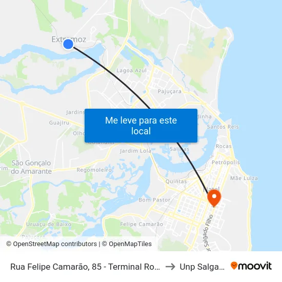 Rua Felipe Camarão, 85 - Terminal Rodoviário De Extremoz to Unp Salgado Filho map